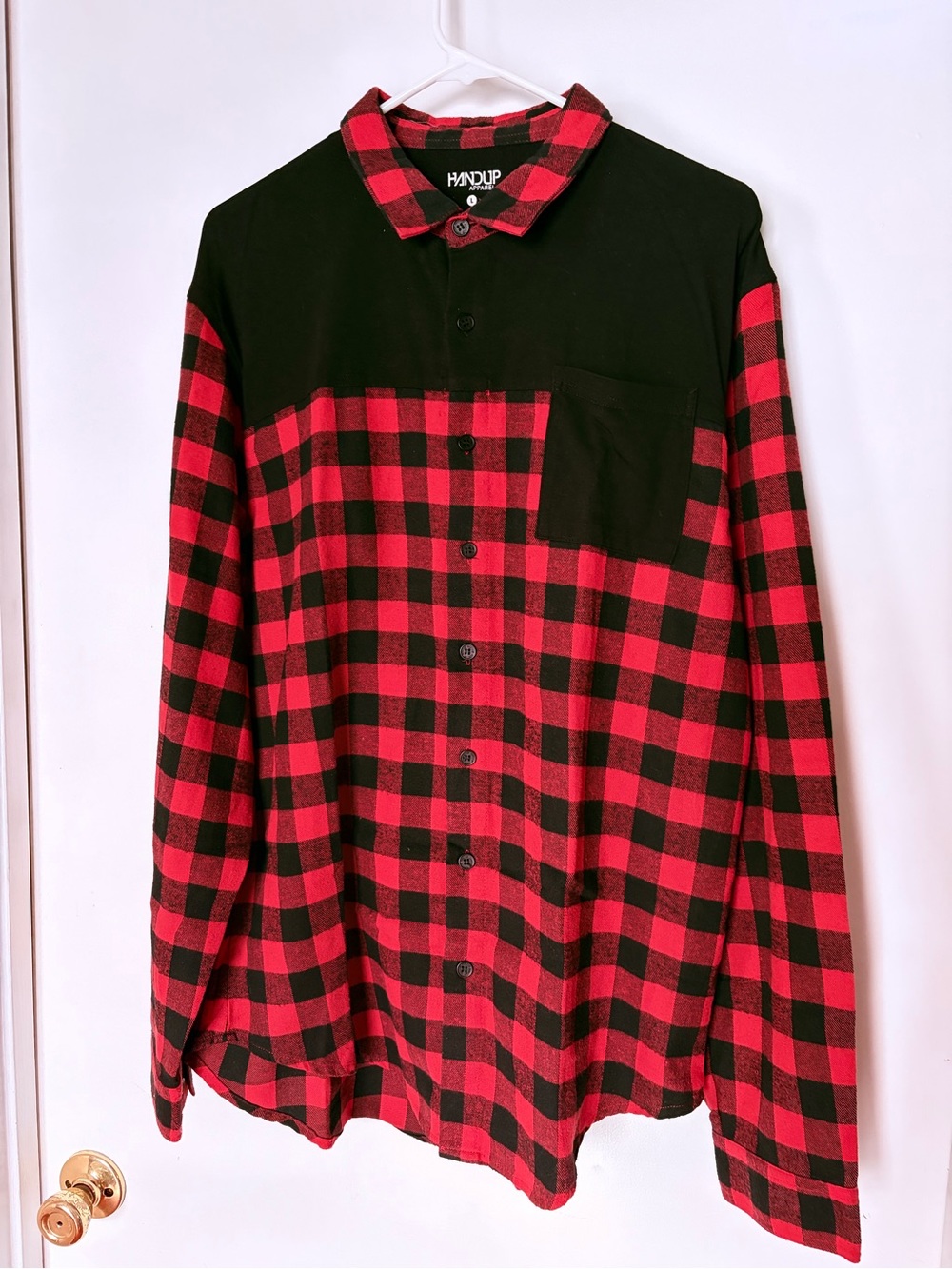Men's MTB Hands Up Apparel Buffalo Plaid Contrast yolk Button-Down Shirt